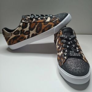 GUESS L. A. LEOPARD PRINT GLITTER SHOES